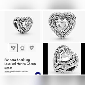 Pandora Silver and White Heart Charm